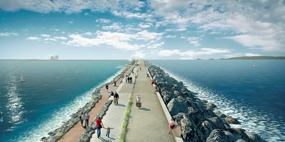 An artist's impression of the Swansea Bay lagoon wall