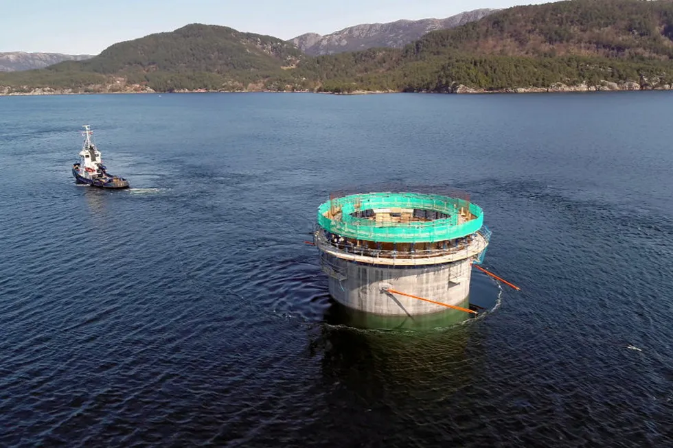 Substructures being transported from the Aker Solutions yard at Stord to a deep-water site at Dommersnes