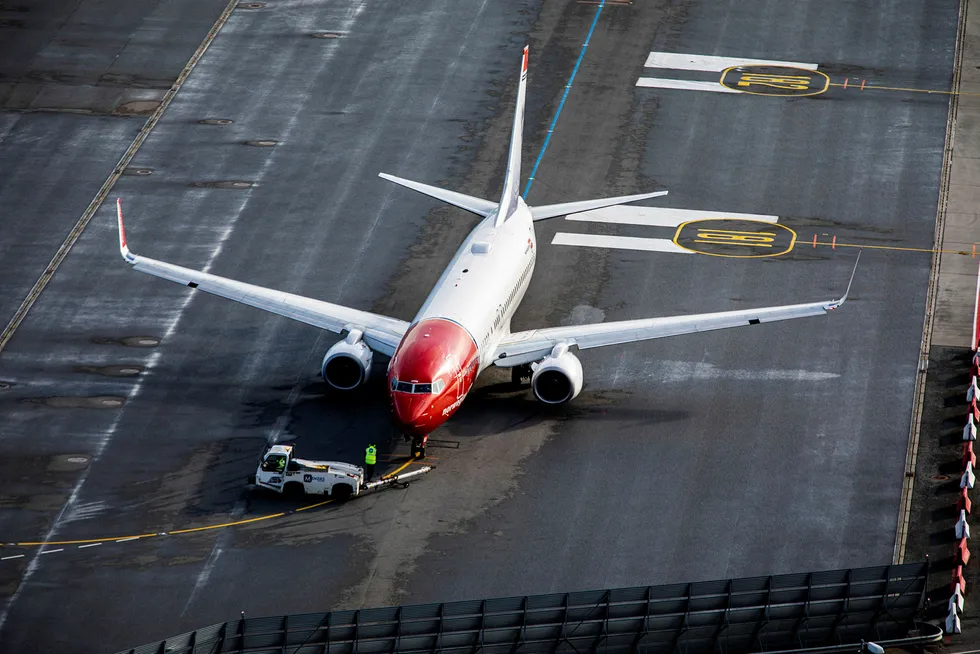 Norwegian-fly på Oslo lufthavn.