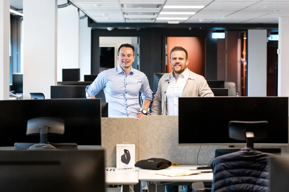 Ignite-gründerne Sigbjørn Nome (til venstre) og Børge Langedal gikk fra 20 til 60 ansatte i fjor, og skal ansette enda flere i år. Nå har de sikret seg en etasje i Oslo sentrum.
