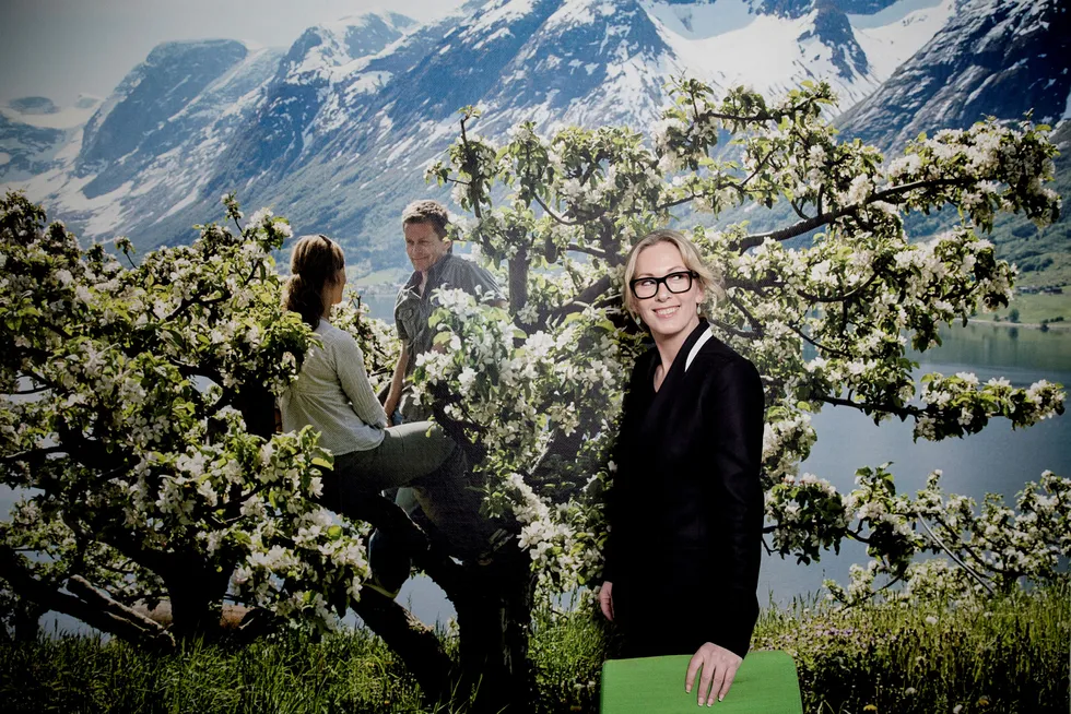 Sjef i Innovasjon Norge, Anita Krohn Traaseth, vil få fart på det grønne skiftet ved å gjøre veien fra idé til marked raskere. Her er hun i forbindelse med presentasjon av Innovasjon Norgess nye logo i 2015. Foto: Fredrik Bjerknes