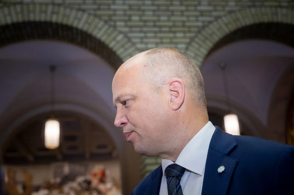 Finansminister Trygve Slagsvold Vedum presenterer statsbudsjettet for neste år.