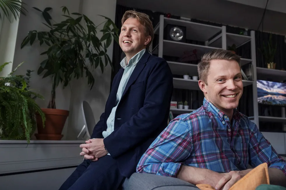 Gründerne Daniel Kjellén (til venstre) og Fredrik Hedberg vil dele sin omfattende teknologiplattform med nordiske konkurrenter og gründerselskaper. Foto: Stina Stjernkvist