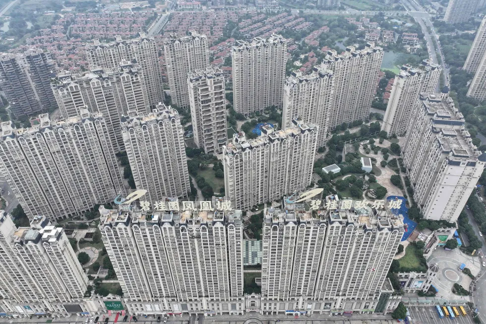 Salget av nye boliger stupte med over 80 prosent for Country Garden, Kinas største private eiendomsutvikler, i september. Her fra et Country Garden-prosjekt i Zhenjiang Jiangsu-provinsen.