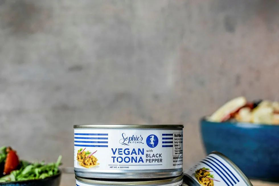 Plant-based canned tuna from Sophie's Kitchen, sold under the Toona brand.
