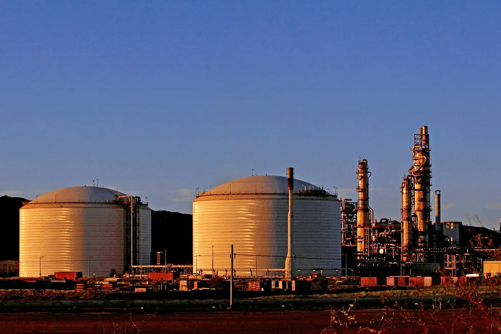 Emissions: Woodside Petroleum's gas complex at Burrup in the Pilbarra region of Western Australia.