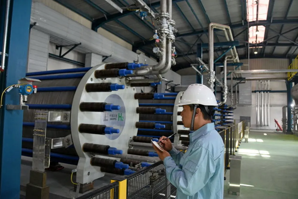 One of the Chinese electrolysers installed at the newly commissioned 260MW Kuqa green hydrogen project in Xinjiang, China.