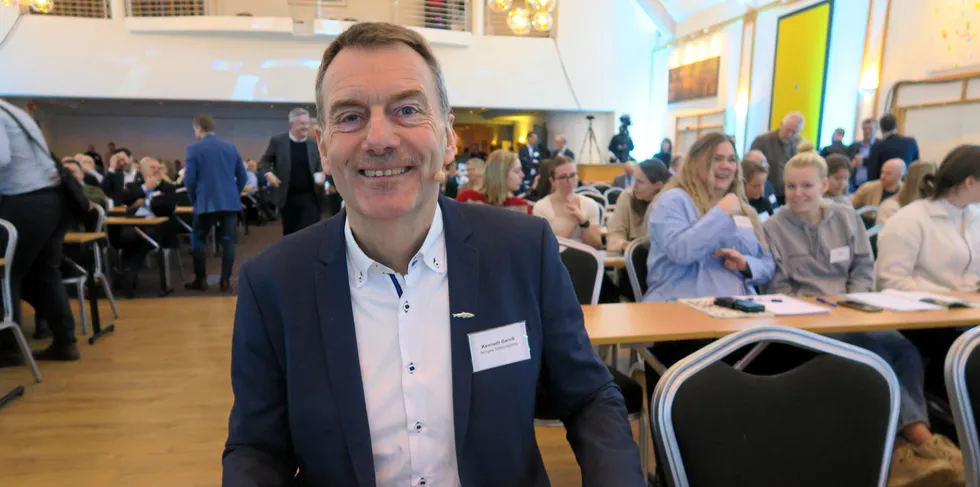 Kenneth Garvik, salgsleder Sildelaget, Pelagisk arena 2024, hadde grunn til å smile da han la fram rekordtall under året Pelagisk arena i Ålesund.