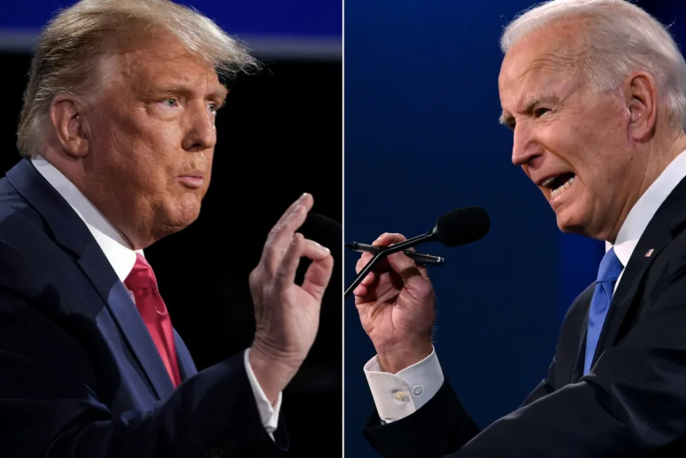 Hverken Donald Trump (til venstre) eller Joe Biden har noen politikk for å stabilisere statsgjelden til USA.
