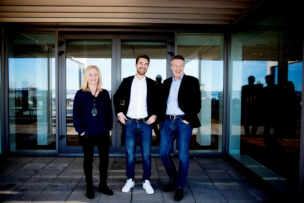VG Partnerstudio ledes av salgssjef Wenche Klundseter, daglig leder Jonas Ibsen Brynildsrud og innholdssjef Svein Arne Haavik. Foto: Mikaela Berg