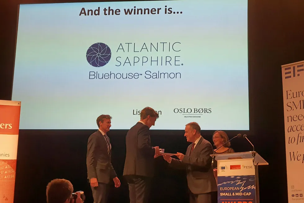 The land-based salmon farmer receives a star of innovation award.