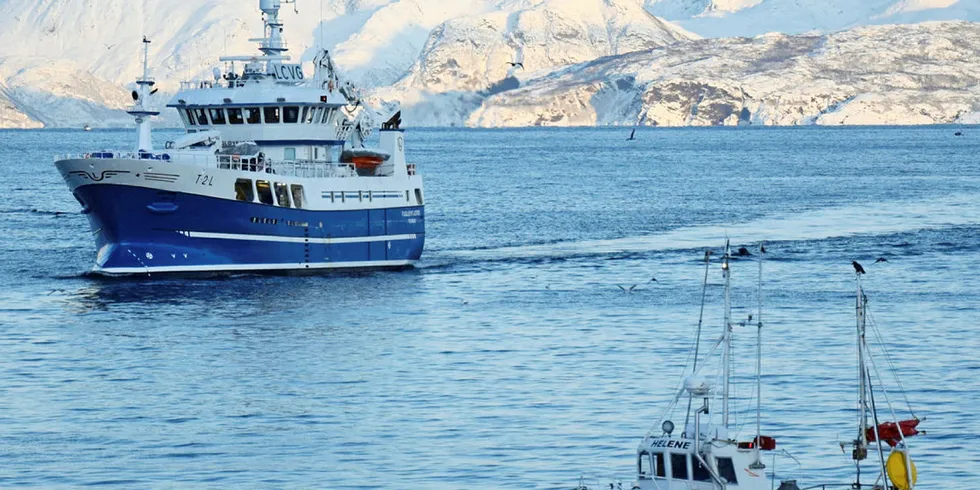 TORSK OG SILD: På Kvænangen fiskes det for tida på torsk og sild. Her representert ved «Fugløyfjord» fra Lenangen og sjarken «Helene» fra Olderdalen. I dette området er det hovedsakelig den minste torskeflåten som rammes når ferskfiskordningen avsluttes.