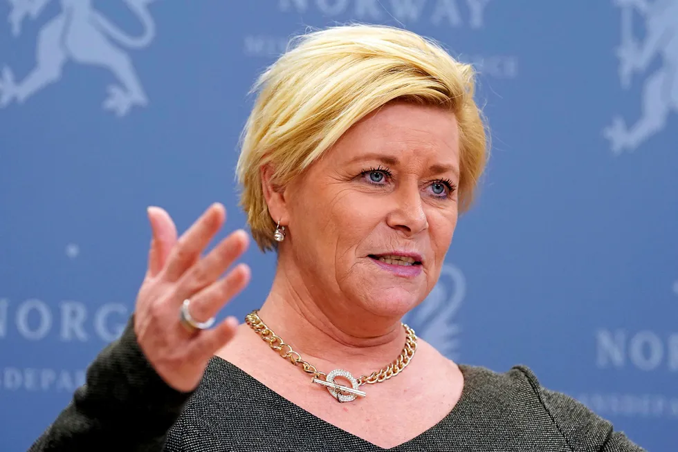 Jobs plea: former finance minister of Norway Siv Jensen wants the government to consider generous tax allowances for the petroleum industry