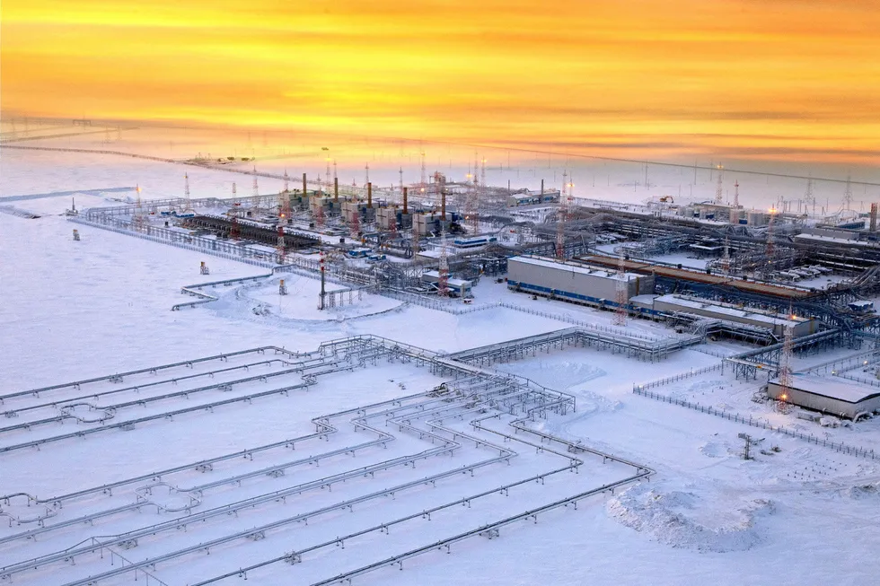 Frozen challenge: Russian gas monopoly Gazprom's largest greenfield development - Bovanenkovo - on the Yamal Peninsula in West Siberia, Russia