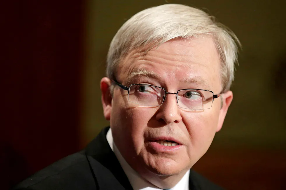 IPI board chairman Kevin Rudd has not commented on IPI’s ties to Epstein until now. (Photograph: Rick Rycroft/AP/NTB Scanpix)