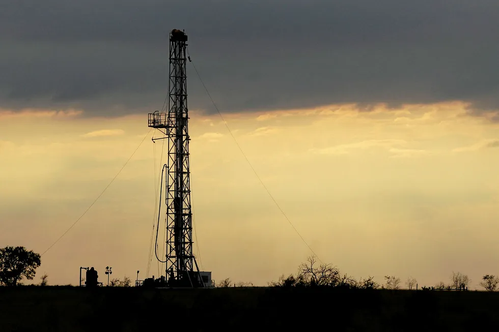 Operations: a drilling rig in the Eagle Ford shale play in south Texas