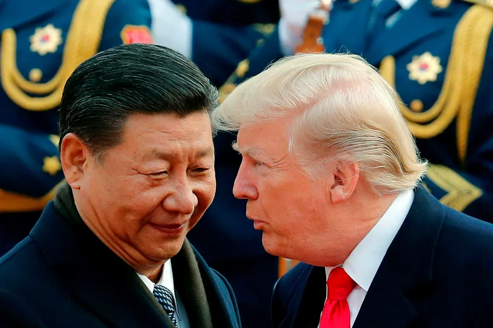President Xi Jinpings Kina har et stort handelsoverskudd mot Donald Trumps USA. Foto: AP Photo/NTB scanpix