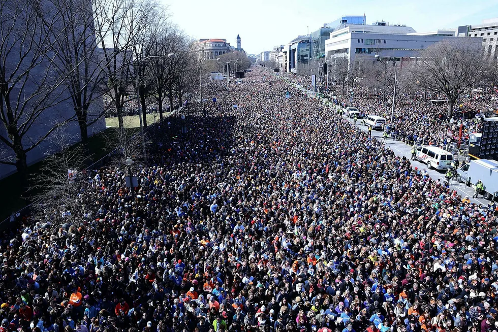 Den enorme folkemengden i Washington lørdag. Foto: Shannon Finney/Getty Images/AFP