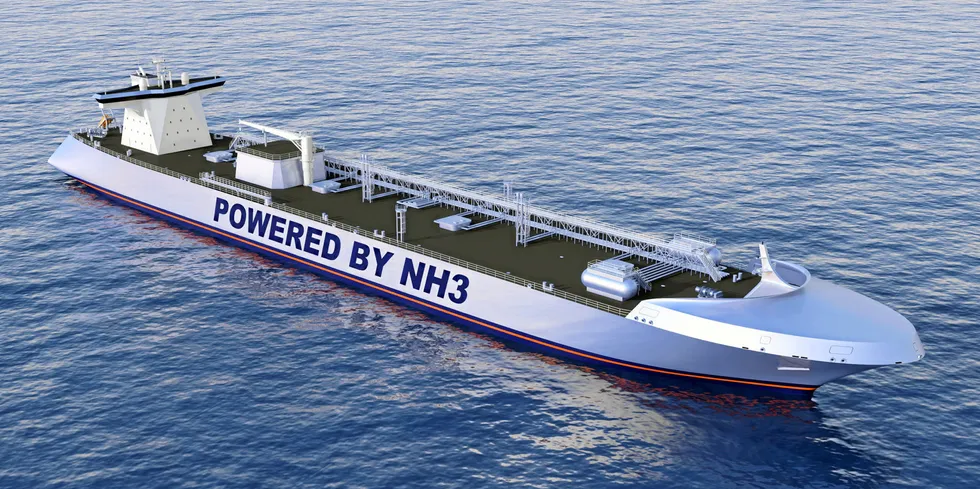A design for a vessel powered by ammonia (derived from hydrogen).