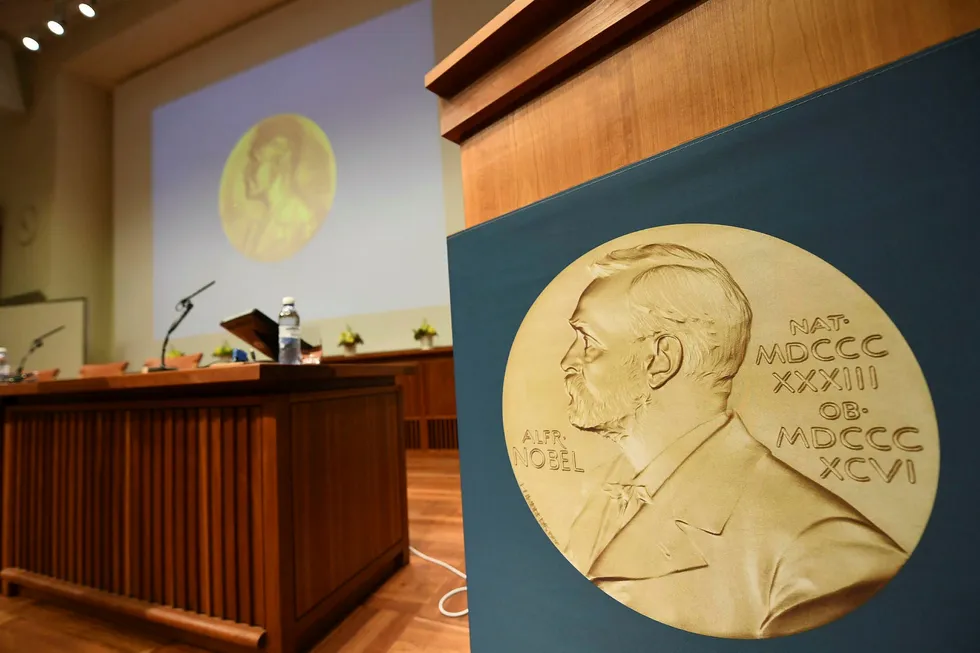 A medal of Alfred Nobel is pictured prior to the beginning of a press conference to announce the winner of the 2017 Nobel Prize in Medicine on October 2, 2017 in Stockholm. The 2017 Nobel prize season kicks off with the announcement of the medicine prize, to be followed over the next days by the other science awards and those for peace and literature./ Afp PHOTO / Jonathan NACKSTRAND Foto: JONATHAN NACKSTRAND