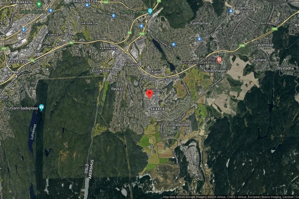 Området rundt Rådmann Paulsens gate 46, Lørenskog, Akershus
