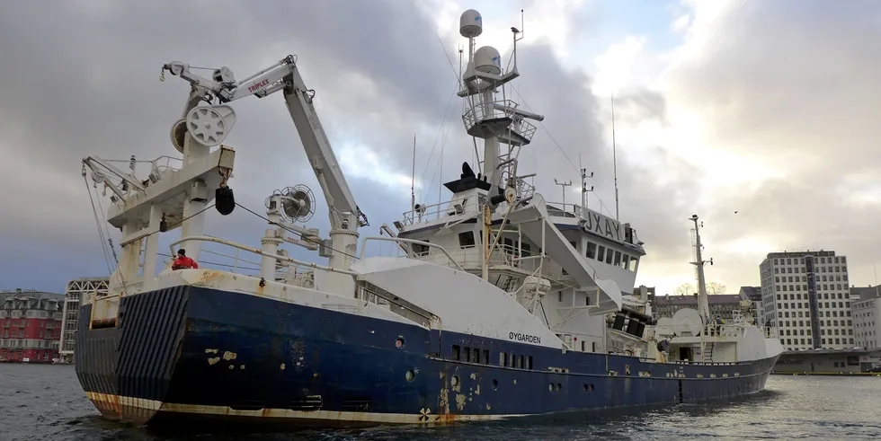 Fiskebåtrederiene Sen Havfiske og Eintor er begge konkurs etter forsøk på fiske med «Øygarden» i Mauritania. Her er båten i Bergen i januar 2020.