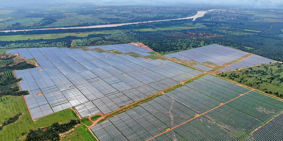 Airal view of Solatio's Pirapora solar farm in Brazil. Minas Gerais Brazil.