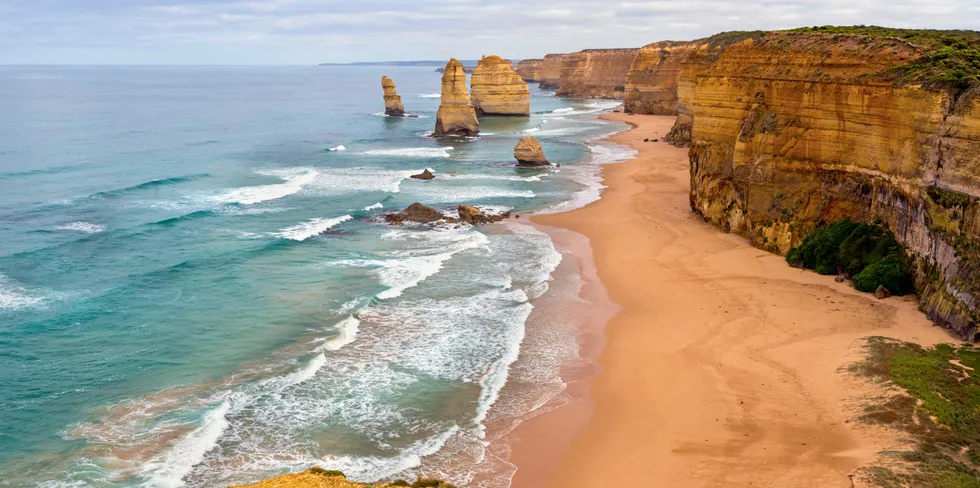 The Twelve Apostles, near Port Campbell in the Port Campbell National Park, Victoria, Australia.