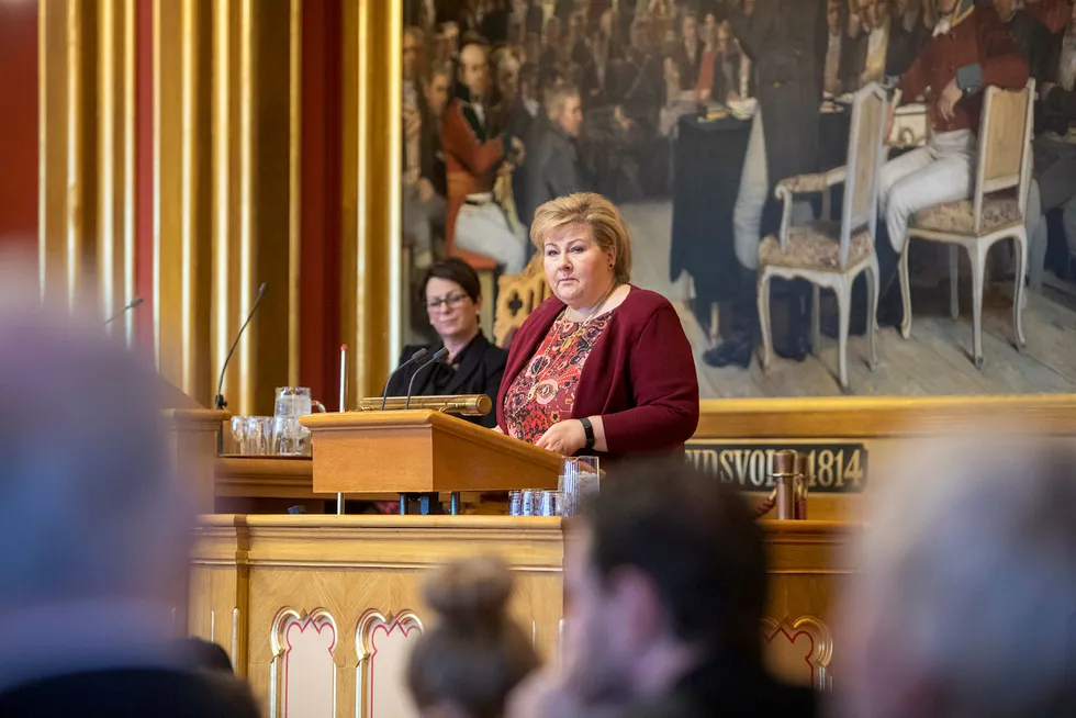 Statsminister Erna Solberg leverte sin regjeringserklæring i Stortinget tirsdag.