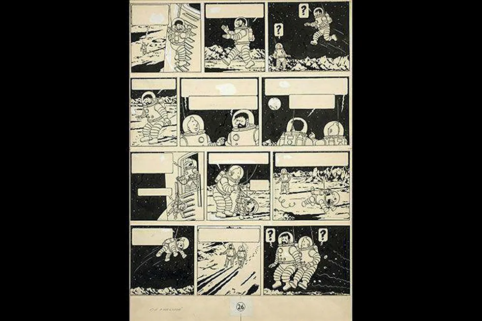 Denne Tintin-tegneserien ble lørdag solgt for rekordbeløp under en auksjon i Paris, Frankrike. Foto: Herge-Moulinsart2016/Artcurial via AP/NTB Scanpix