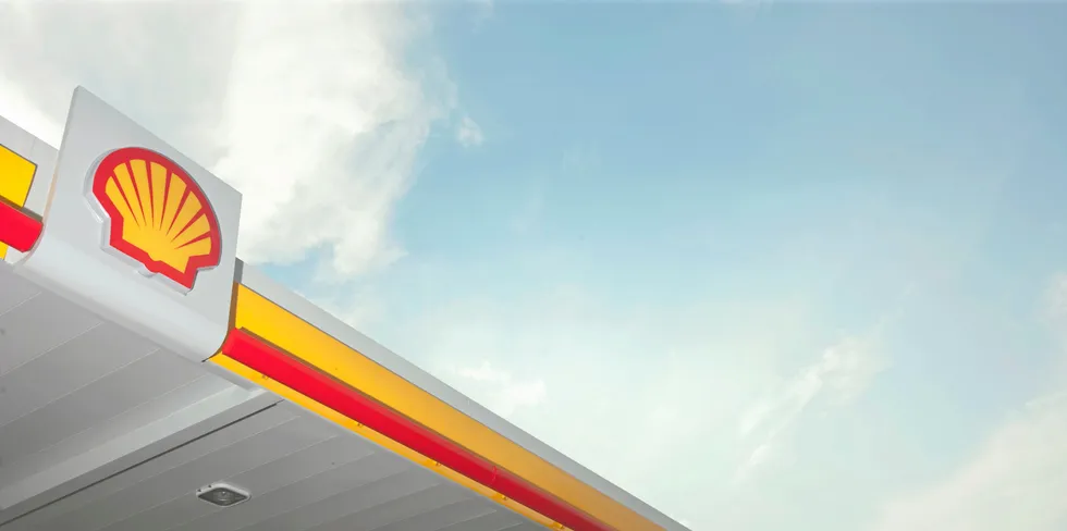 Canopy at Shell retail site, North Carolina, USA, 2010 . Shell service station.