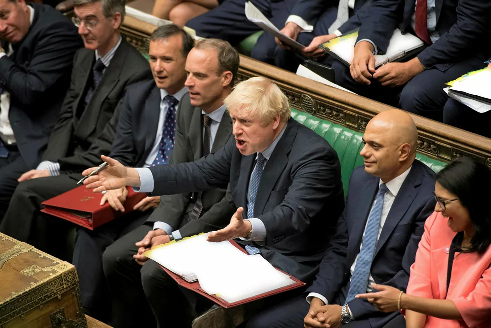 Opposition: UK Prime Minister Boris Johnson gestures during his first Prime Minister's Questions in the House of Commons on Wednesday
