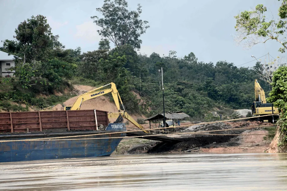 South Sumatra: a barge on the banks of the Batang Hari River