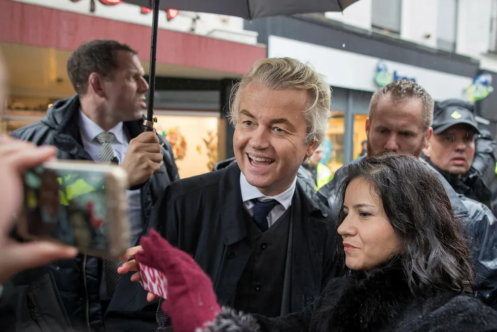 Geert Wilders er leder for frihetspartiet Partij voor de Vrijheid (PVV). Foto: Jasper Juinen/Bloomberg