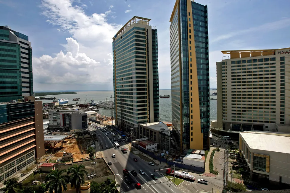 Capital city: panoramic view of downtown Port of Spain in Trinidad & Tobago