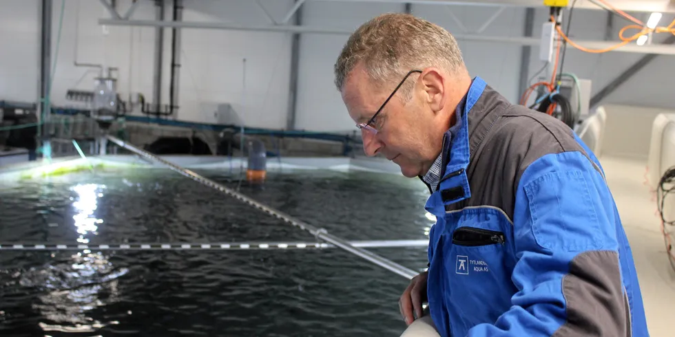 Grieg Seafood-sjef Andreas Kvame, her på postsmoltanlegget Tytlandsvik Aqua på Hjelmeland nord for Stavanger.