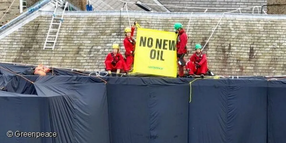 Greenpeace activists climb onto the roof of the Prime Minister’s £2m manor house in Yorkshire this morning in protest at his backing for a major expansion of North Sea oil and gas drilling amidst a summer of escalating climate impacts.
