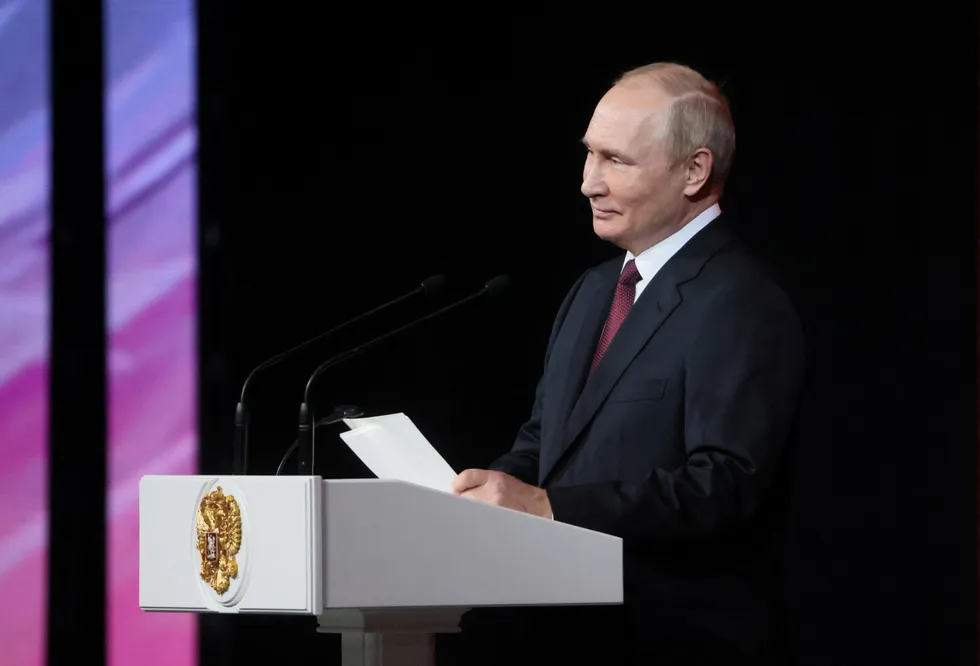 Paperwork: Russian President Vladimir Putin.