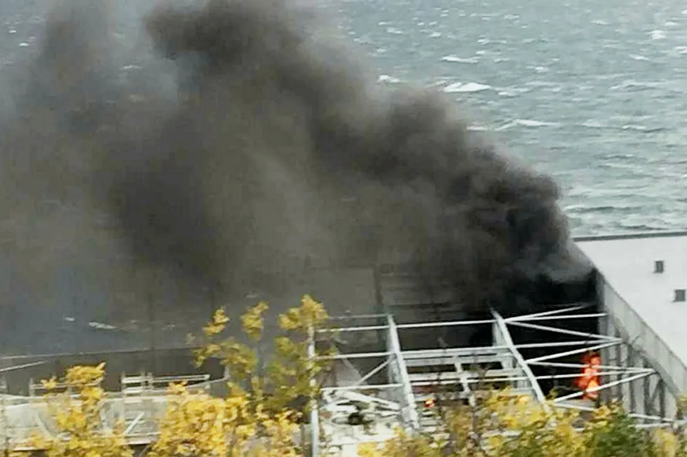 Fire at Mowi's smolt facility in Skjervøy, Norway.