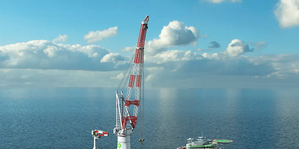 The Orion will be equipped with a high-tech crane with lifting capacity of 3,000 tonnes at more than 50 metres Picture: DEME