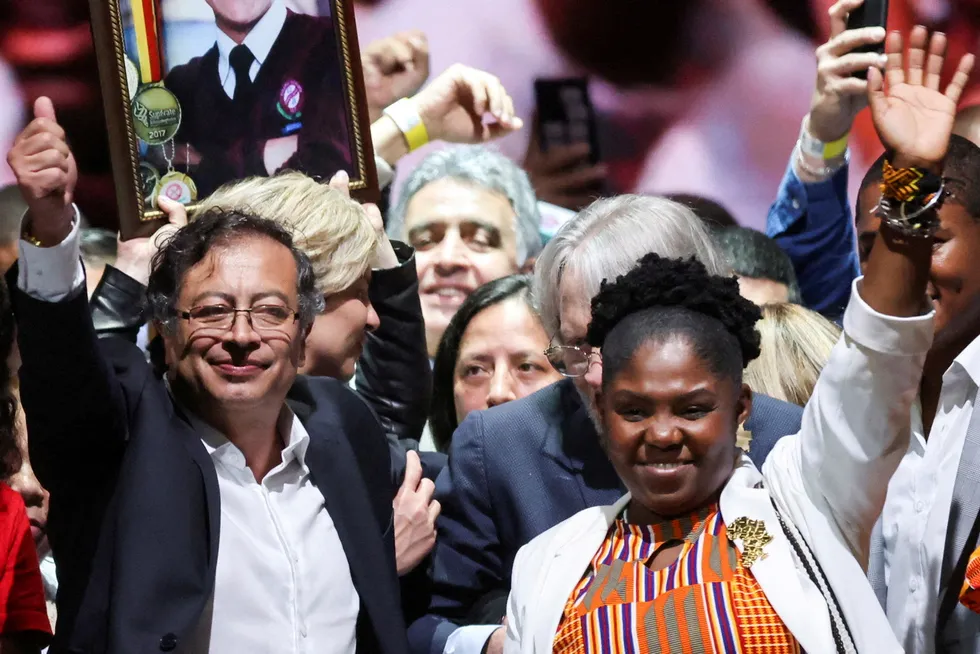 Winner: Colombia’s new president Gustavo Petro (left) and running mate Francia Marquez