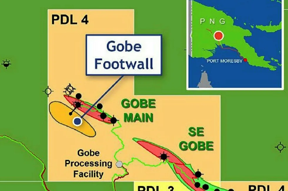 Target: the Gobe Footwall-1 exploration well in Block PDL4, Papua New Guinea.