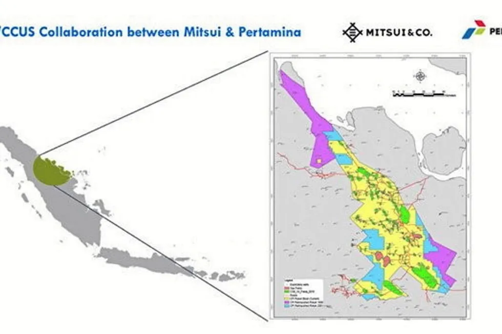 Schematic: the area of Pertamina and Mitsui's carbon capture, storage and utilisation study in Indonesia