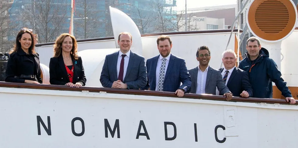 Simply Blue's Sam McCloskey, second from left, with other stakeholders at the unveiling of the Nomadic link with MJM Renewables.