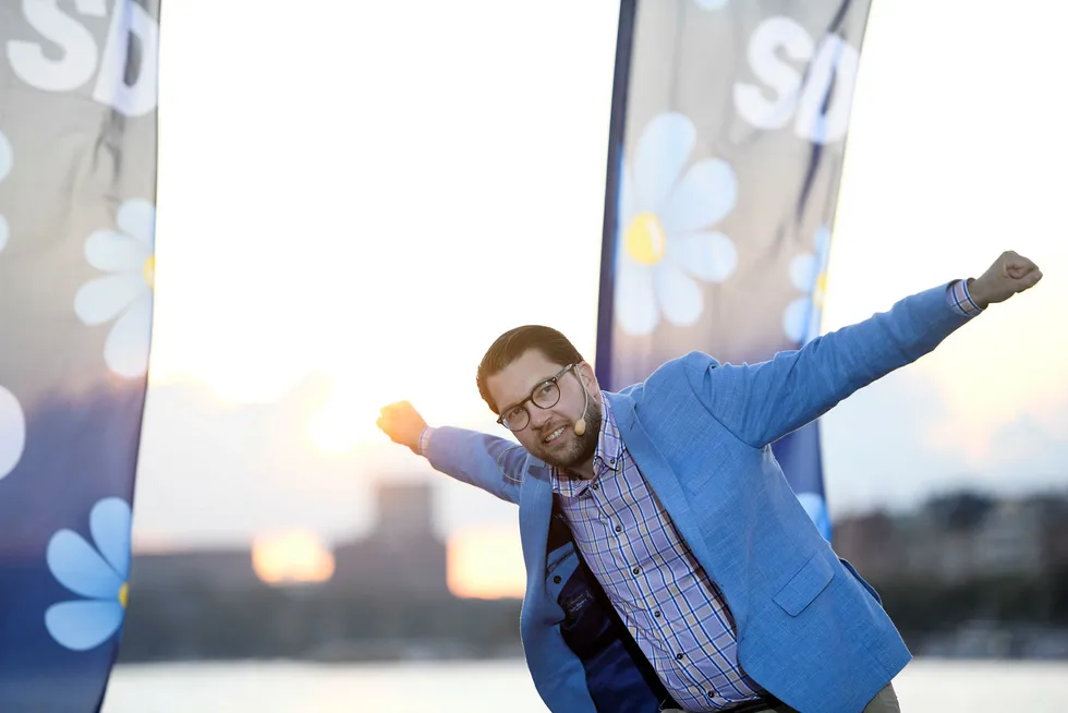 Sverigedemokraternas partileder Jimmie Åkesson seiler på en medgangsbølge.