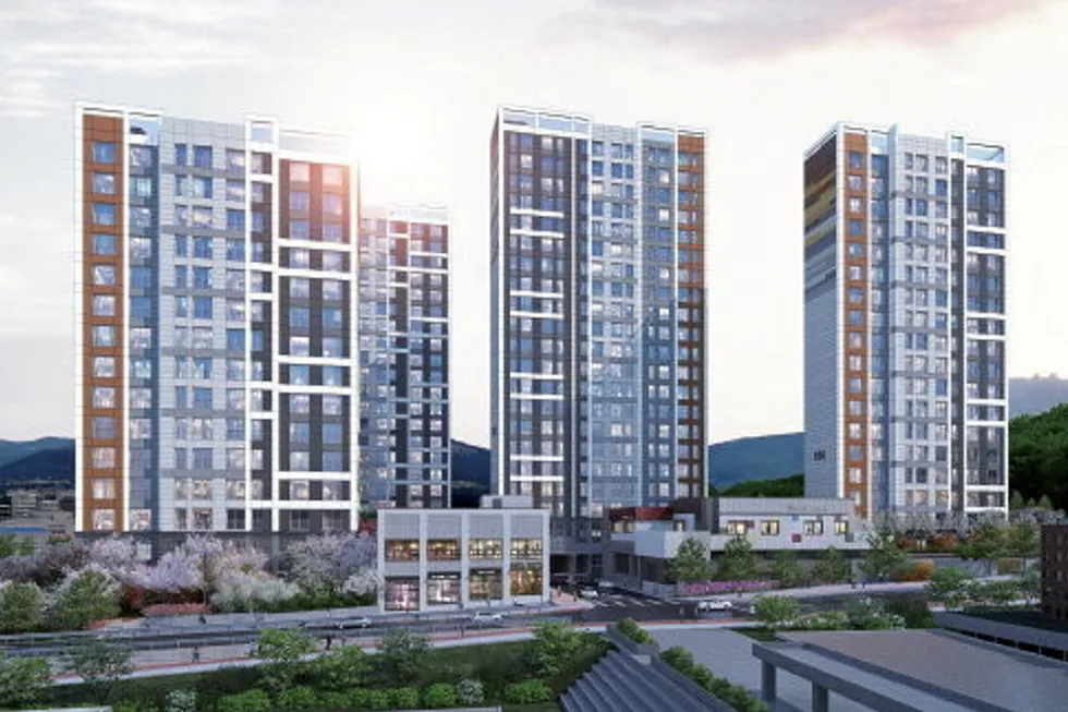 A promotional image of the Yuldong-With-U apartment complex.