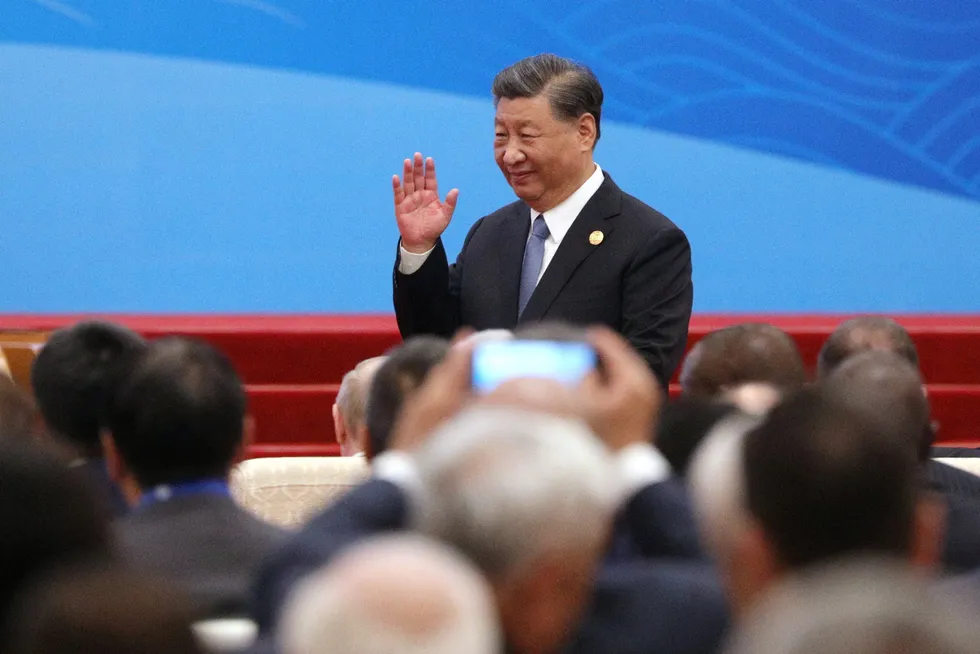 Initiative: Chinese President Xi Jinping attends the opening ceremony of the Belt & Road Forum in Beijing on Wednesday.