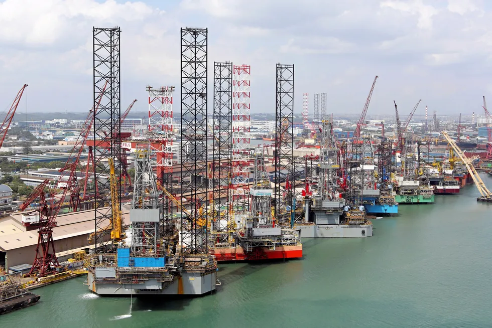 Busy times: Keppel Fels’ yard in Singapore in March 2013.