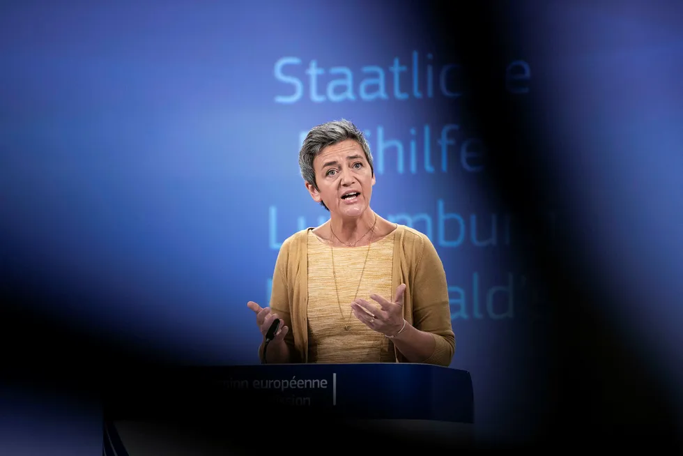 Margrethe Vestager (50) er EUs konkurransekommissær og tidligere dansk statsråd for det liberale partiet Radikale Venstre. Vestager er Emmanuel Macrons favorittkandidat til jobben.