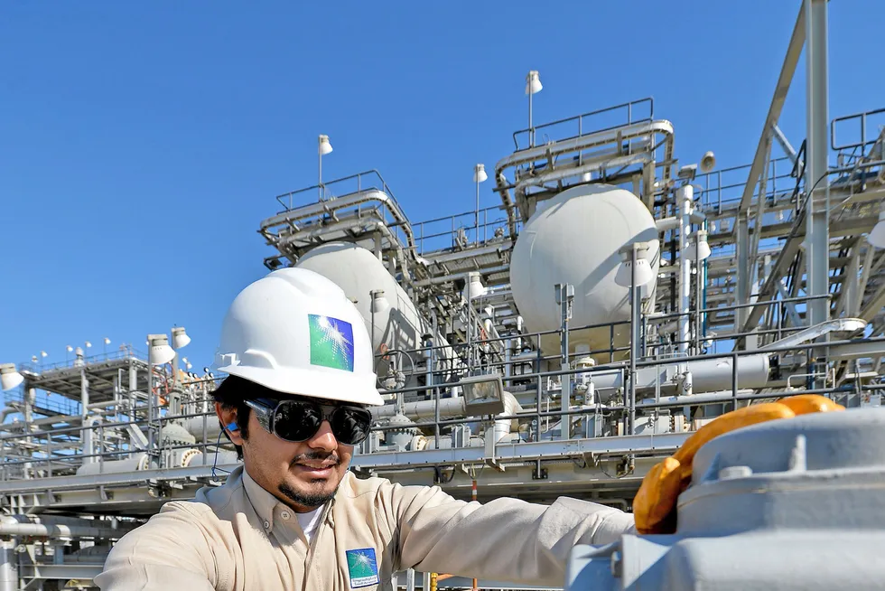 Hydrogen deal: An engineer at work at a key Saudi Aramco onshore facility.